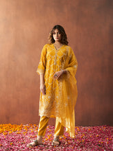 All Over Embroidery Cotton Blend Kurta With Pants & Dupatta